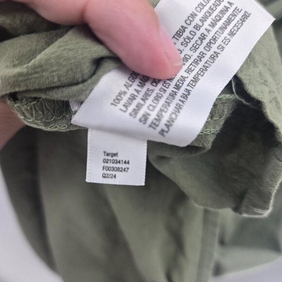 Ava and Viv Green V-Neck Buttoned Belted 100% Cotton Midi Dress 3x - Picture 11 of 12